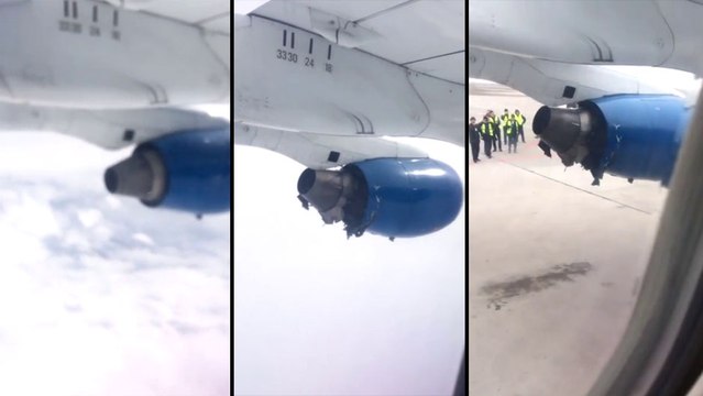 Un avion de ligne à un petit problème avec un de ses moteurs