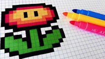 Handmade Pixel Art - How To Draw Fire Flower #pixelart