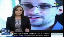 Wikileaks says Snowden has applied for asylum in 21 countries