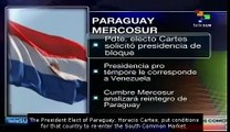 Horacio Cartes sets conditions for Paraguay's readmission to Mercosur