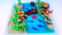 Learning Sea Animal Names ~ Shark Blue Ocean Water Colour Slime Beach Sand for Kids Jungle Book Toy