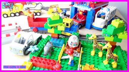 Lego Duplo Train in Lego Duplo ville full of Surprise Egg toys for kids Peppa Pig & Minions kids toy
