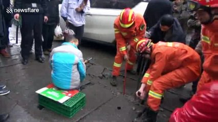 Firefighters rescue man who got his leg stuck in sewer
