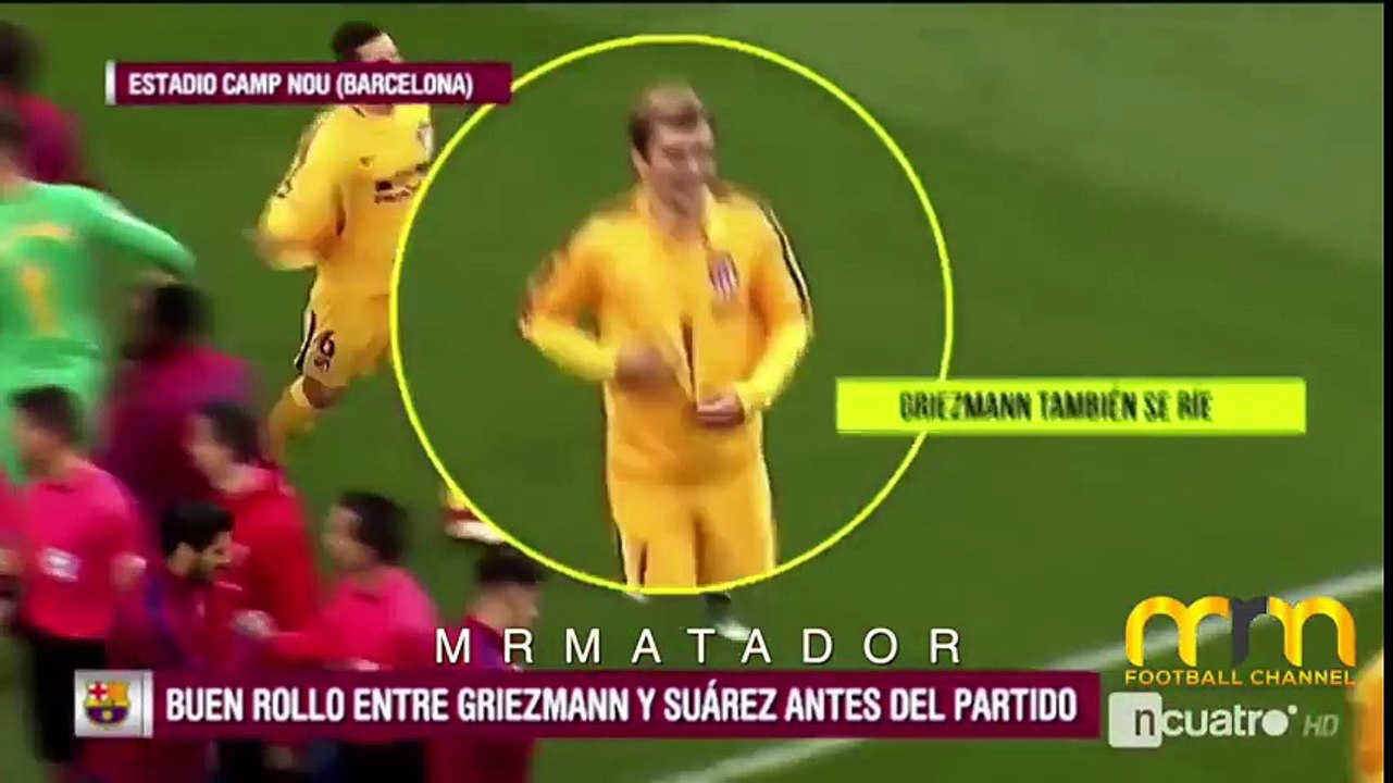 Griezmann's reaction when he came across Suarez and Messi
