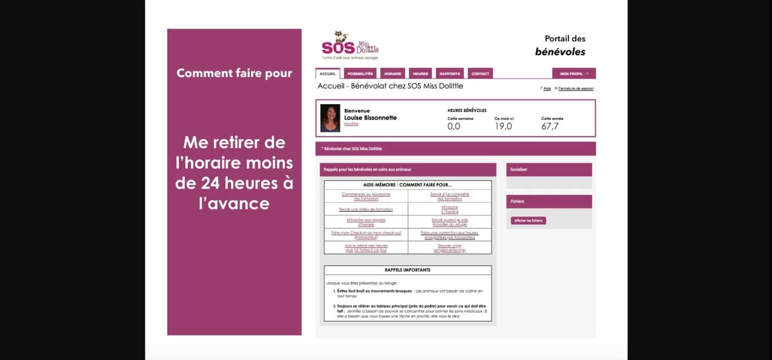 SOS Miss Dolittle - Dernière minute: Me retirer de l'horaire moins de 24 heures à l'avance