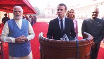 Déclaration du Président de la République, Emmanuel Macron lors de la cérémonie d'accueil Rashtrapati Bhavan à New Delhi, Inde