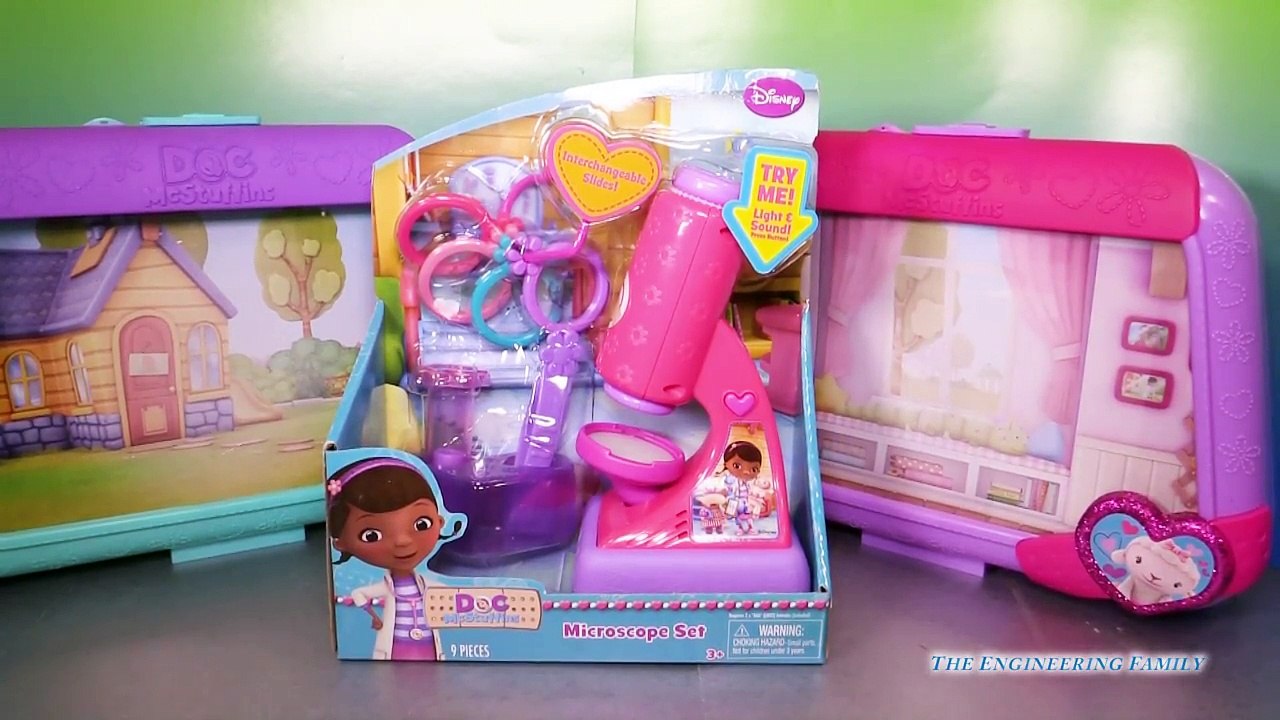 DOC MCSTUFFINS MICROSCOPE SET Lambie Hallie Stuffy Chilly Toys Video