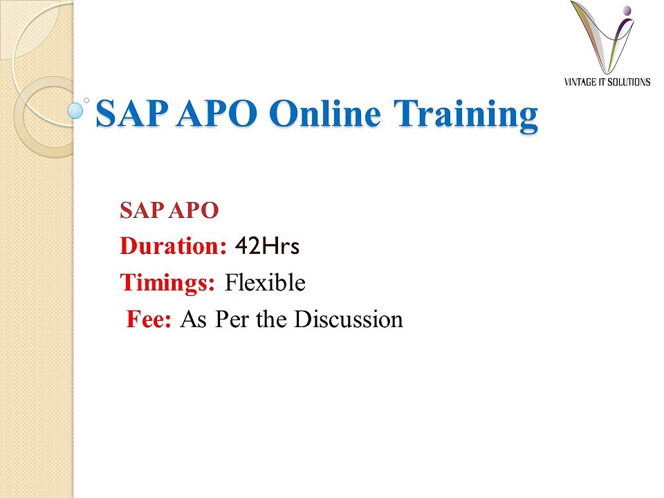 SAP APO Architecture | SAP APO Videos