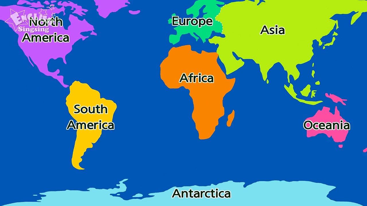 Kids vocabulary - Our Planet, Earth - continents & oceans - English educational video for kids