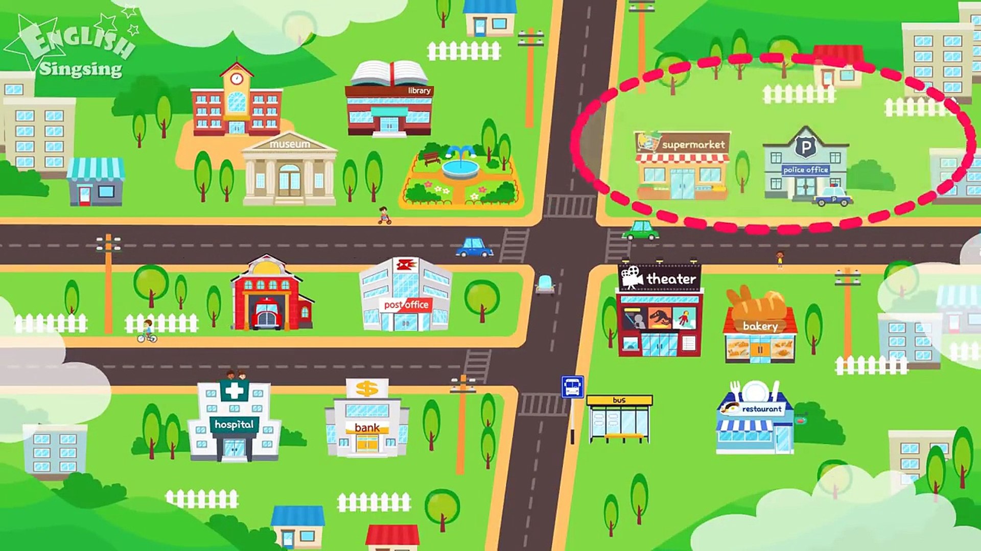 Kids vocabulary - Town - village - introduction of my town - educational video for kids