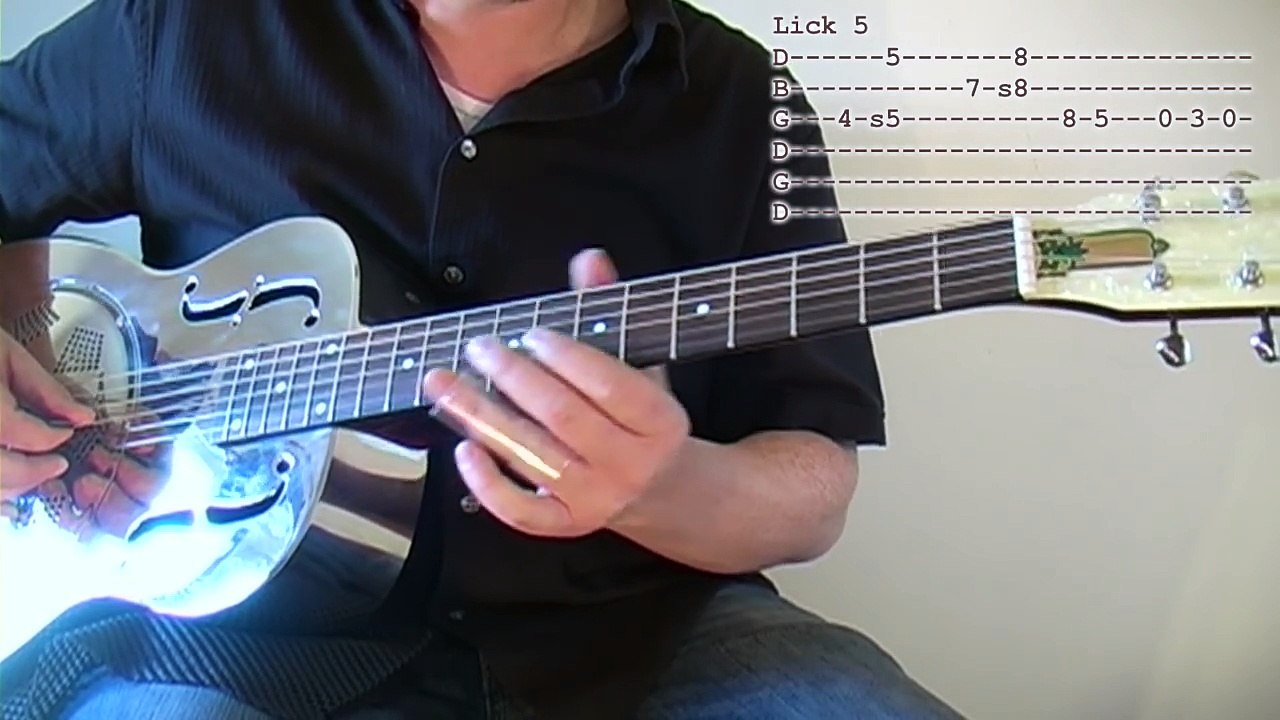 Easy blues slide guitar licks in open G lesson