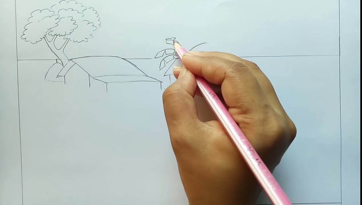 How to draw scenery of flood step by step