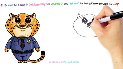 How to Draw Clawhauser from Disney Zootopia Cute step by step