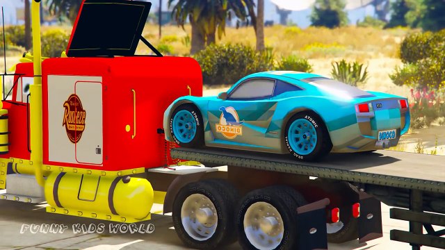 Jackson Storm, McQueen, Dinoco, Mack Truck Transportation! Cartoon for Kids