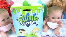 2 Chị Em Búp Bê Em Bé Tắm Chất Nhờn Ma Quái Lỏng CỰC CỰC VUI ! Baby Dolls Bath Slime Baff