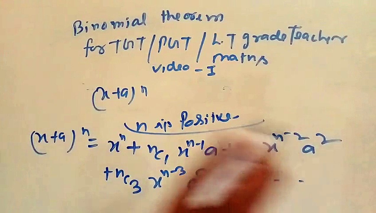 Binomial theorem for tgt/ pgt maths video 1
