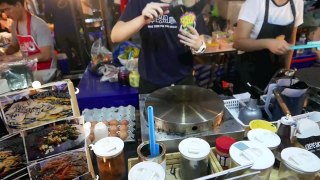 Thailand Street Food - CHEESY HAM AND EGG BLACK CREPE Bangkok