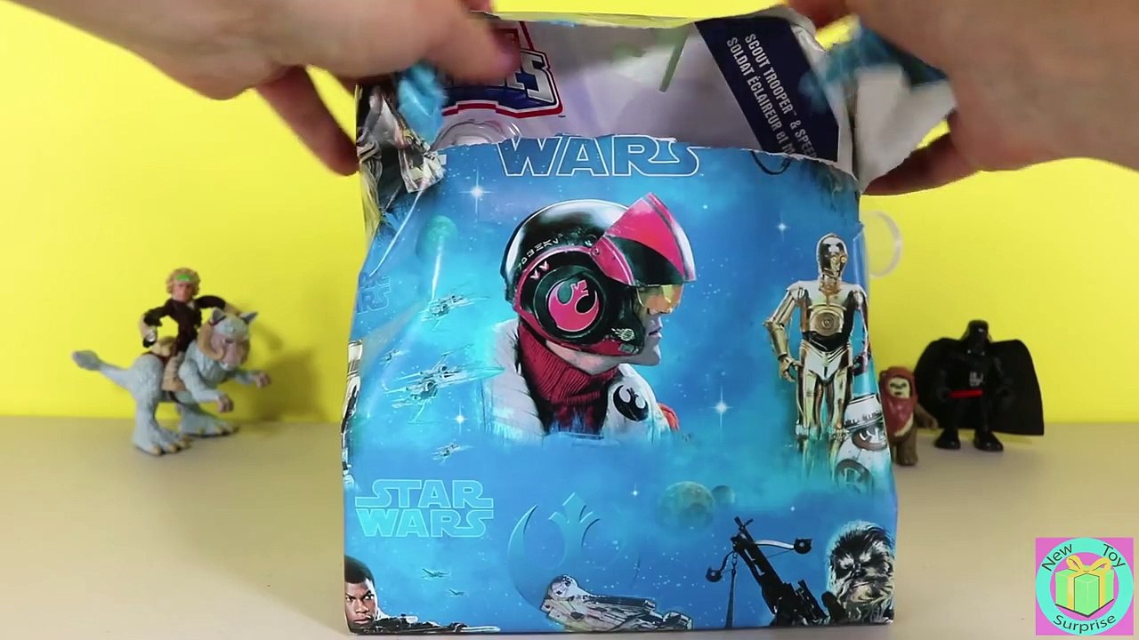 Star Wars Playskool Heroes Luke Skywalker & Scout Trooper & Speeder Bike Join Darth Vader & Han Solo