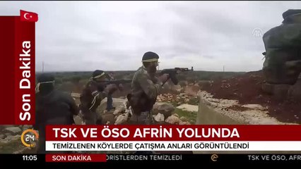 Afrin'de terörden temizlenen köylerde çatışma anları görüntülendi