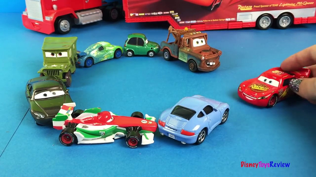 Spelling a word with Disney CARS McQueen Mack the Truck Mater and PlayDoh