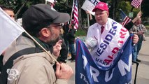 Trump Supporter battles with Pro-Illegal Immigration Protesters