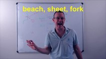 Learn English: Daily Easy English Expression 0802: beach, sheet, fork (PRONUNCIATION WARNING!!)