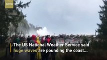 Gigantic waves pounding coast of Washington State