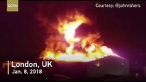 More than 90 firefighters tackle huge fire in London