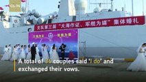 Chinese navy holds group wedding for soldiers, officers in east China