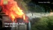 Shocking video shows truck carrying cylinders catches fire in India
