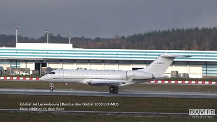 Bombardier Global 5000 - Global Jet Luxembourg [LX-MLO] Takeoff at Luxembourg Findel Airport