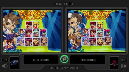 Pocket Fighter (Sega Saturn vs Playstation) Side by Side Comparison