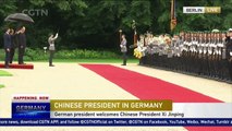 German president hosts welcome ceremony for Chinese President Xi Jinping