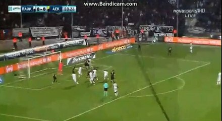 Goal Fernando Varela (1-0) PAOK Salonica  vs	AEK Athens