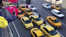 Taksicilerden UBER eylemi