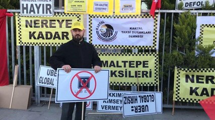 Taksicilerden Adliye Önünde UBER  Eylemi