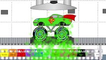 Learn Colors With Superman Monster Trucks For Kids - Video Learning For Children