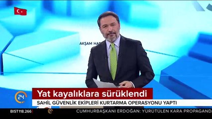 Yat kayalıklara sürüklendi
