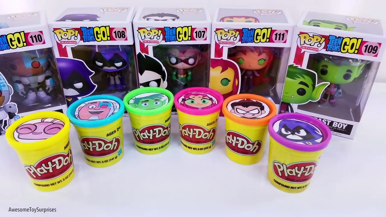 Teen Titans Go! Play-Doh Surprise Eggs Tubs Dippin Dots Gumballs Candy Toy Surprises! Learn Colors!