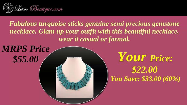 Turquoise Sticks Semi Precious Gemstone Necklace