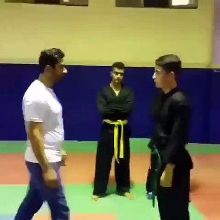 Un professeur d’arts martiaux montre la technique pour mettre quelqu’un KO en 1 seconde