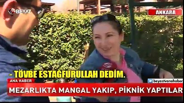 Mezarlıkta mangal yakıp, piknik yaptılar