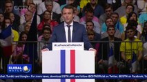 French presidential candidate Macron takes aim at rivals during Lyon rally