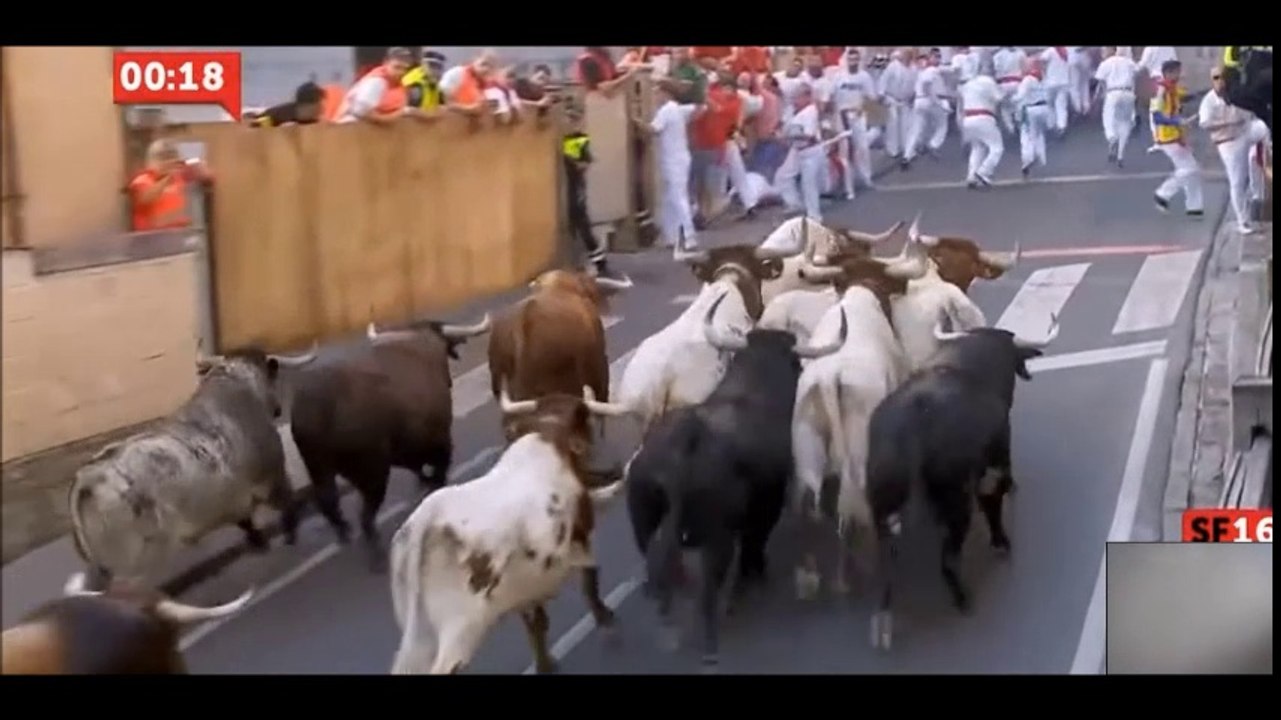 2º Encierro Muy Peligroso- 19 Heridos - Toros de Cebada Gago. San Fermin - EN ESPAÑA
