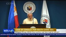 Philippine FM says South China Sea code of conduct will be ready by mid-2017