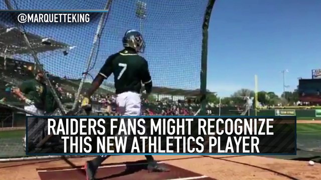 Raiders Punter Marquette King Takes Batting Practice With Athletics