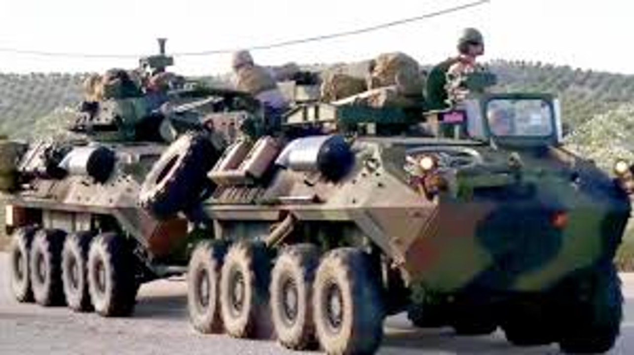 U.S. Marines Light Armored Vehicles Convoy Through Spain