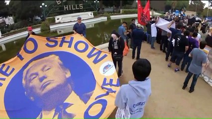 Protesters Rally Ahead of Trump`s First California Visit at President