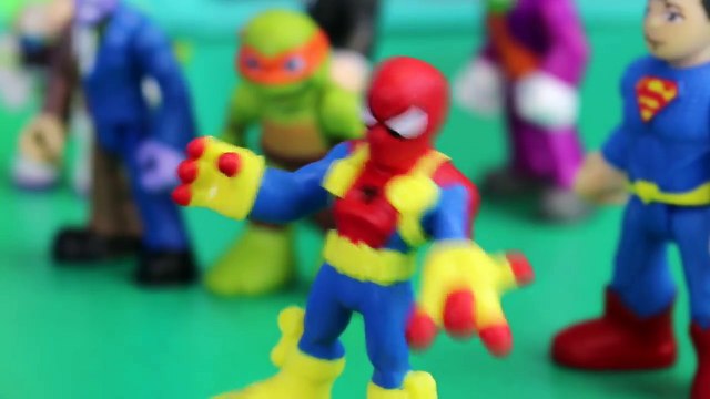 Spiderman Web Splash Spider Boat with Batman and Superman and Ninja Turtles by ToysReviewToys