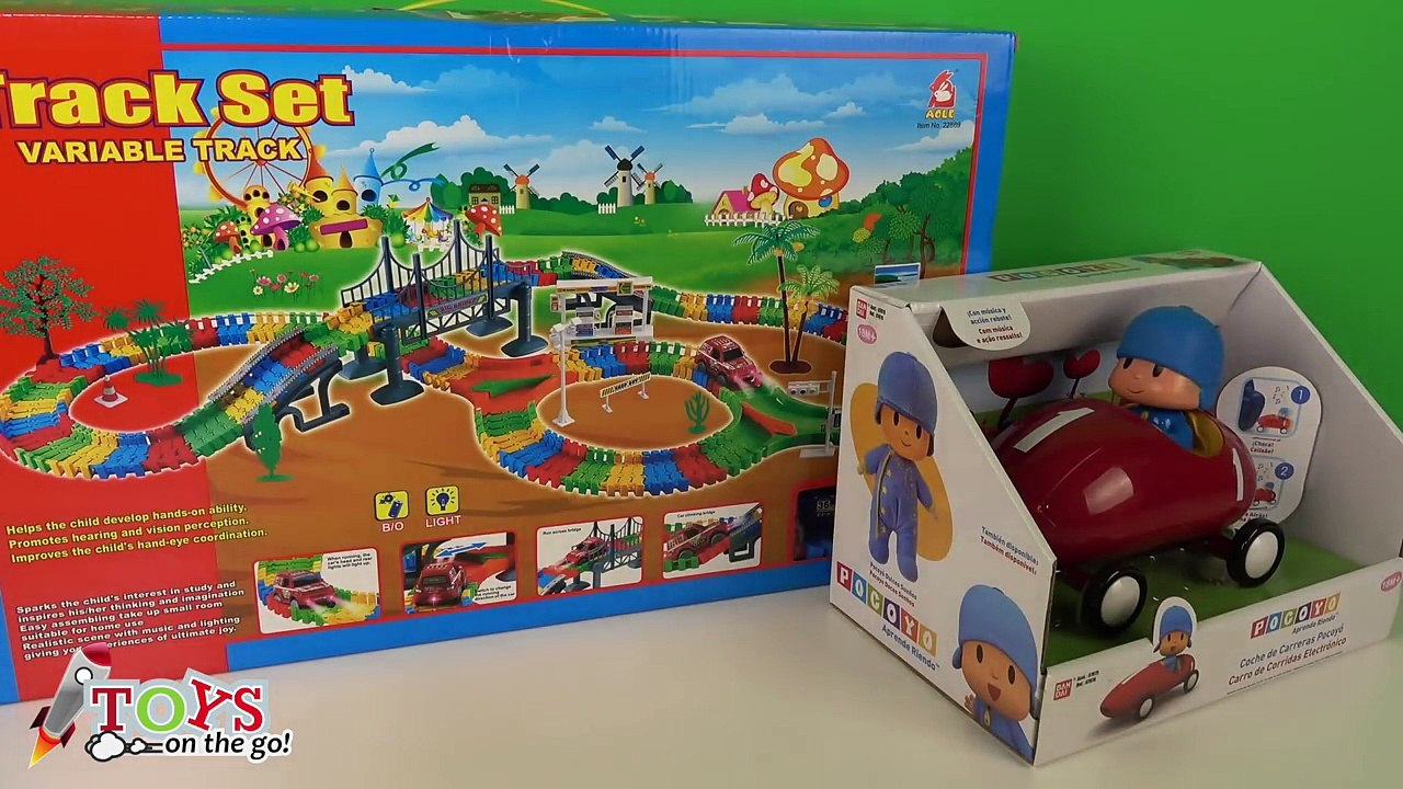 Pocoyo corre en el super circuito con champiñones
